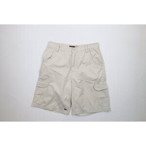 Vintage 90s Gotcha Surfing Mens 34 Distressed Baggy Cargo Shorts Beige Cotton